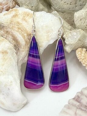 Handcrafted Purple & Pink Teardrop Dangle Earrings